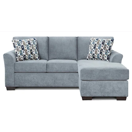 Queen Sleeper Sofa with Chaise and Flared Arms